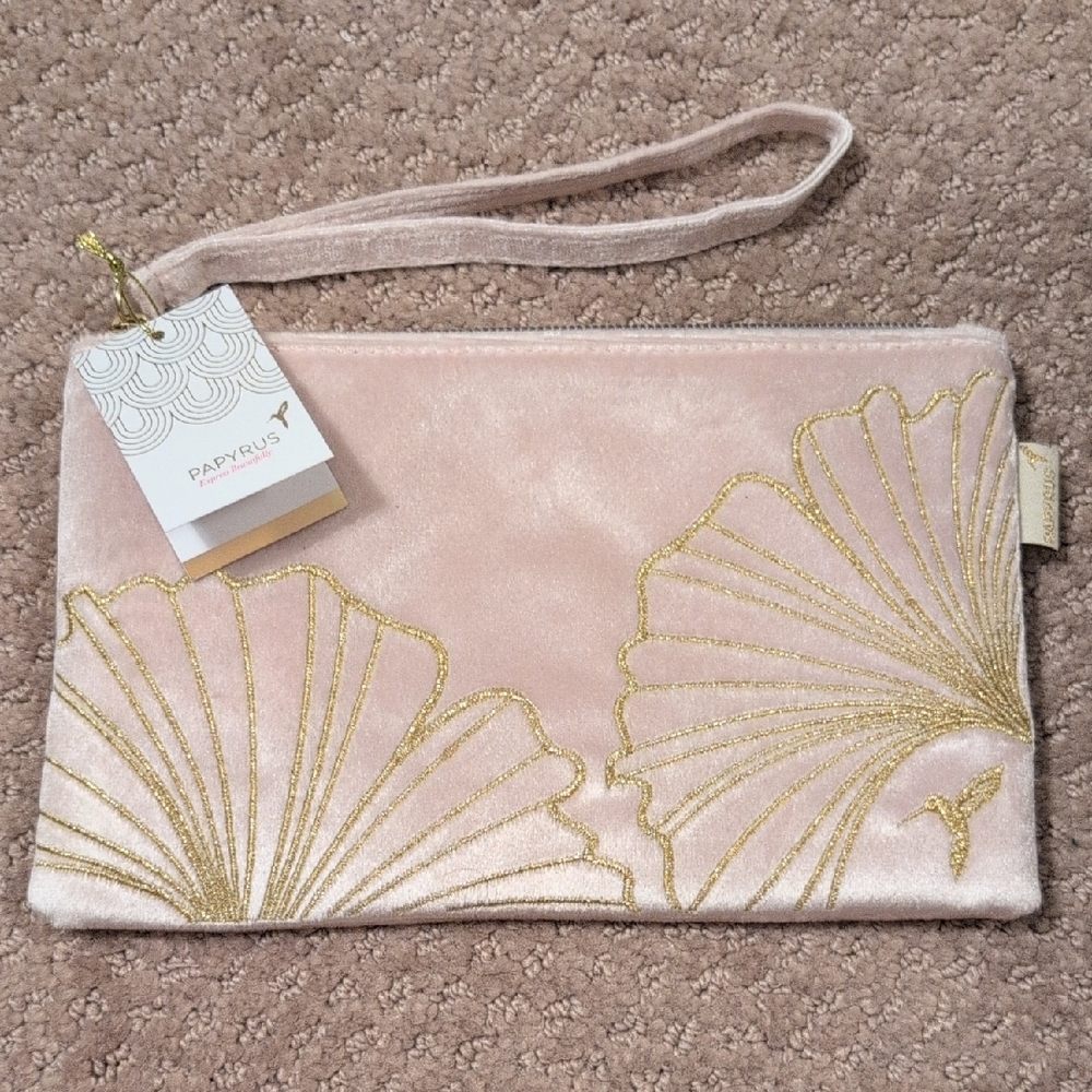 Papyrus Gold and Pink Art Deco Cosmetic Bag NWT